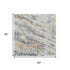 5' X 8' Blue Gray And Ivory Abstract Hand Carved Handmade Area Rug