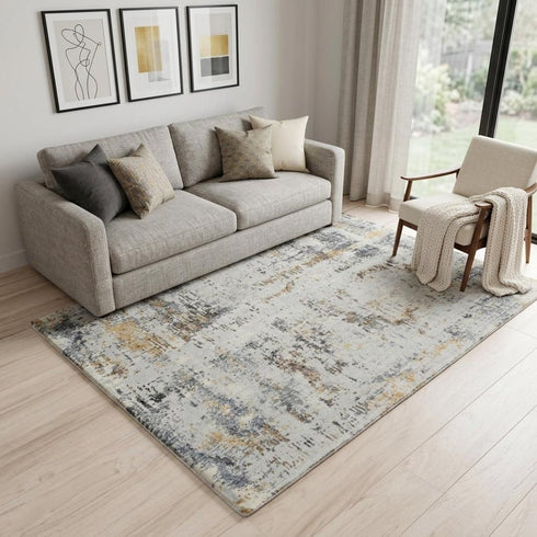 5' X 8' Blue Gray And Ivory Abstract Hand Carved Handmade Area Rug
