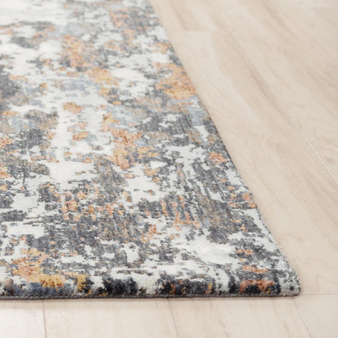 8' X 10' Gray And Rust Abstract Hand Carved Handmade Area Rug