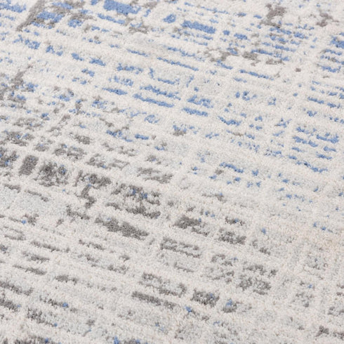 8' X 10' Gray Pink Blue Ivory And Black Abstract Area Rug