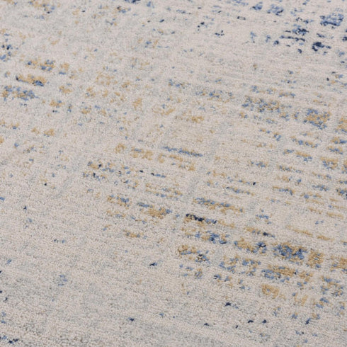 8' X 10' Gray Blue Yellow And Ivory Abstract Area Rug