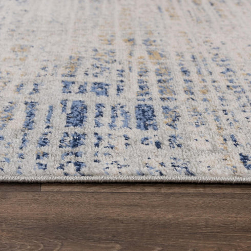 8' X 10' Gray Blue Yellow And Ivory Abstract Area Rug