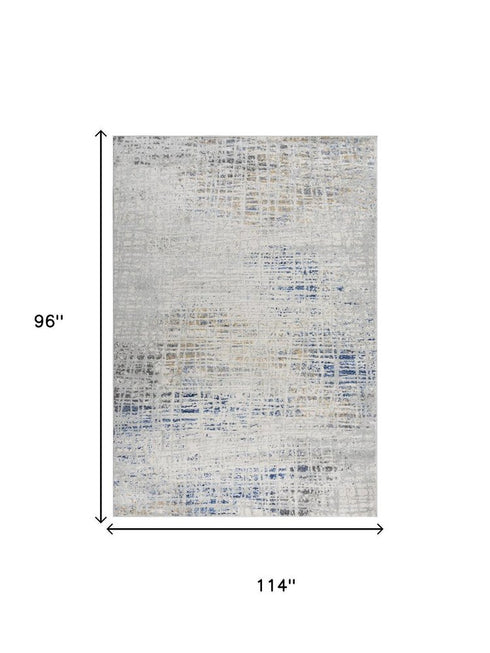 8' X 10' Gray Blue Yellow And Ivory Abstract Area Rug