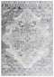 8' X 10' Gray Dark Blue Light Blue And Light Gray Medallion Area Rug