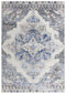 8' Blue Light Pink Dark Blue Gray And Ivory Medallion Area Rug