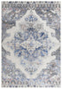 8' X 10' Blue Light Pink Dark Blue Gray And Ivory Medallion Area Rug