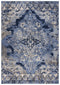 8' Blue Gray And Ivory Medallion Area Rug
