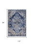 8' X 10' Blue Gray And Ivory Medallion Area Rug