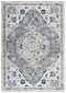 8' X 10' Gray Dark Blue Light Blue Ivory And Peach Medallion Area Rug