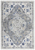 8' X 10' Gray Dark Blue Light Blue Ivory And Peach Medallion Area Rug