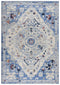 8' Blue Dark Blue Orange Yellow Black And Ivory Medallion Area Rug
