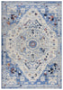 8' X 10' Blue Dark Blue Orange Yellow Black And Ivory Medallion Area Rug
