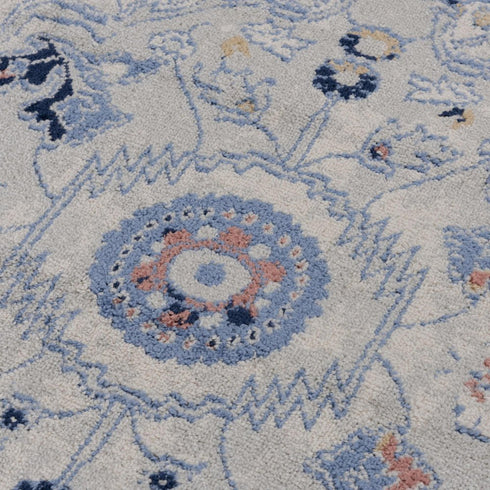 8' X 10' Blue Dark Blue Orange Yellow Black And Ivory Medallion Area Rug