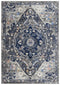 8' Dark Gray Blue Yellow Pink Ivory And Light Gray Medallion Area Rug