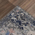 8' Dark Gray Blue Yellow Pink Ivory And Light Gray Medallion Area Rug