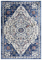 8' Blue Light Blue Pink Yellow Light Gray And Gray Medallion Area Rug