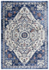 8' Blue Light Blue Pink Yellow Light Gray And Gray Medallion Area Rug
