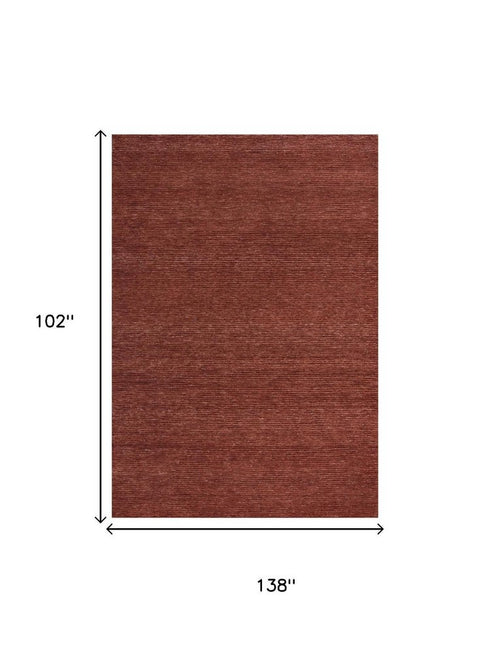 9' X 12' Rust And Red Hand Tufted Area Rug With UV Protection