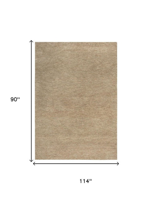 8' X 10' Beige And Natural Hand Tufted Area Rug With UV Protection
