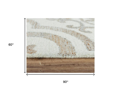 5' X 8' Brown And Beige Wool Moroccan Hand Tufted Area Rug