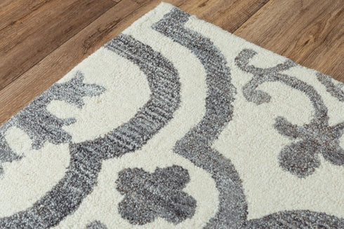 8' X 10' Gray And Light Gray Wool Moroccan Hand Tufted Area Rug