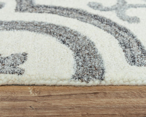 8' X 10' Gray And Light Gray Wool Moroccan Hand Tufted Area Rug