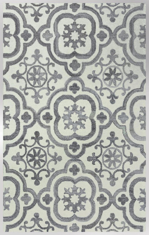 9' X 12' Gray And Light Gray Wool Moroccan Hand Tufted Area Rug