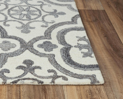 9' X 12' Gray And Light Gray Wool Moroccan Hand Tufted Area Rug
