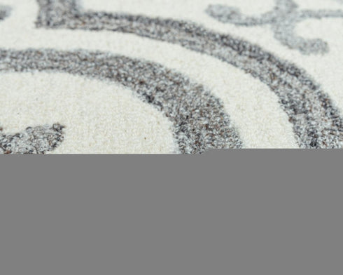 9' X 12' Gray And Light Gray Wool Moroccan Hand Tufted Area Rug