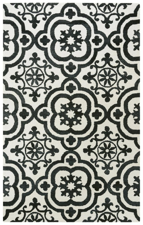 9' X 12' Black And White Wool Moroccan Hand Tufted Area Rug