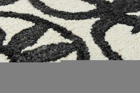 9' X 12' Black And White Wool Moroccan Hand Tufted Area Rug