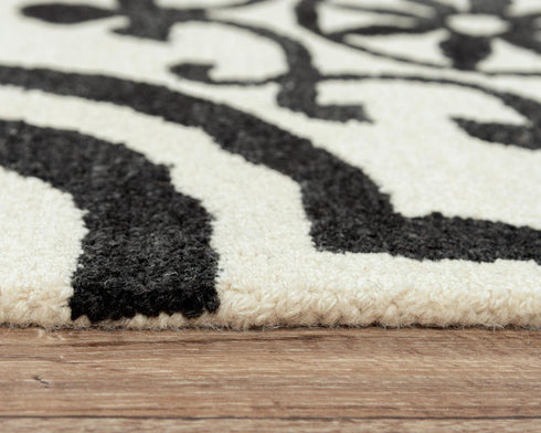 9' X 12' Black And White Wool Moroccan Hand Tufted Area Rug