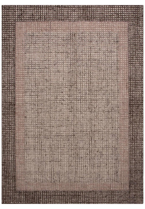 8' X 10' Brown Ivory And Dark Brown Wool Oriental Hand Tufted Area Rug
