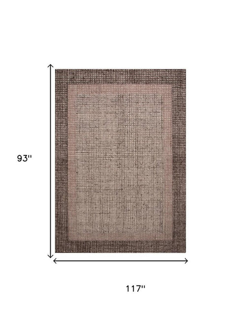 8' X 10' Brown Ivory And Dark Brown Wool Oriental Hand Tufted Area Rug