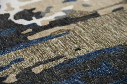 8' X 10' Beige And Blue Abstract Hand Tufted Area Rug