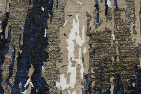 8' X 10' Beige And Blue Abstract Hand Tufted Area Rug