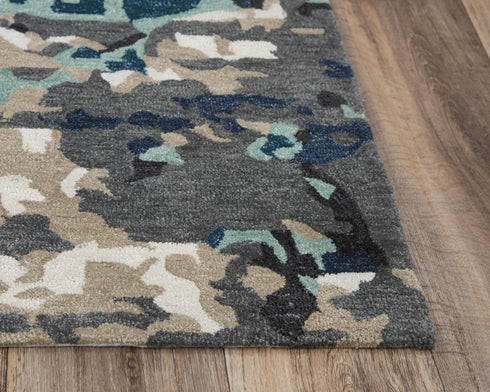 8' X 10' Gray Blue Ivory And Beige Abstract Hand Tufted Area Rug