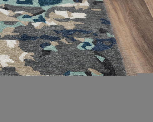 9' X 12' Gray Blue Ivory And Beige Abstract Hand Tufted Area Rug