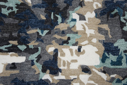 9' X 12' Gray Blue Ivory And Beige Abstract Hand Tufted Area Rug