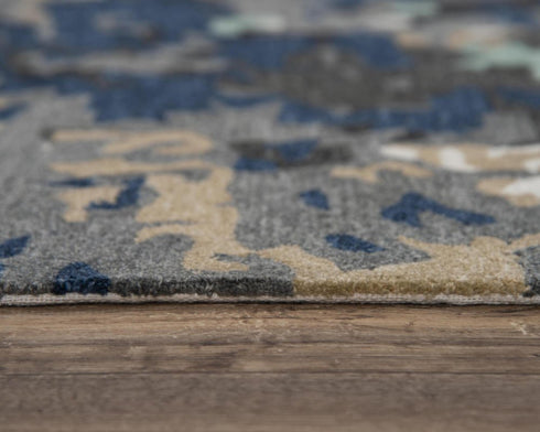 9' X 12' Gray Blue Ivory And Beige Abstract Hand Tufted Area Rug