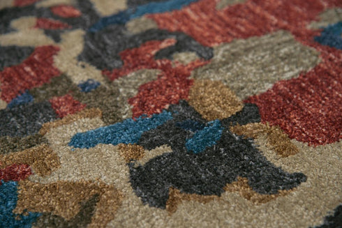 5' X 8' Teal Rust And Beige Abstract Hand Tufted Area Rug