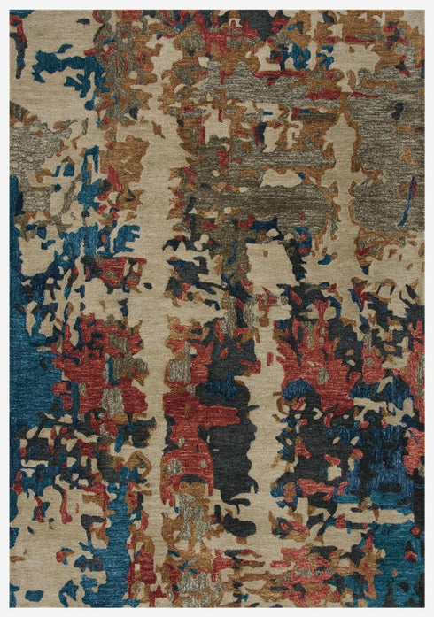 8' X 10' Teal Rust And Beige Abstract Hand Tufted Area Rug