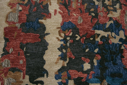 8' X 10' Teal Rust And Beige Abstract Hand Tufted Area Rug