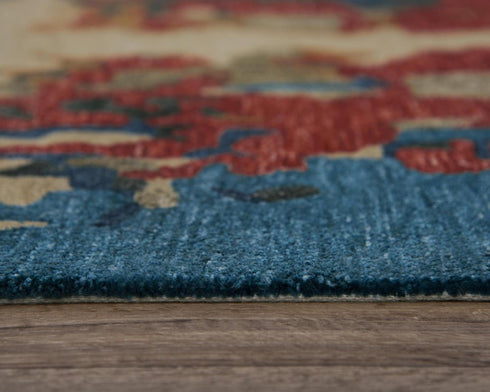 9' X 12' Teal Rust And Beige Abstract Hand Tufted Area Rug