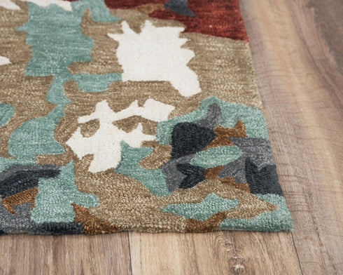 8' X 10' Blue Rust And Ivory Abstract Hand Tufted Area Rug