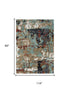 8' X 10' Blue Rust And Ivory Abstract Hand Tufted Area Rug