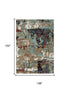 9' X 12' Blue Rust And Ivory Abstract Hand Tufted Area Rug