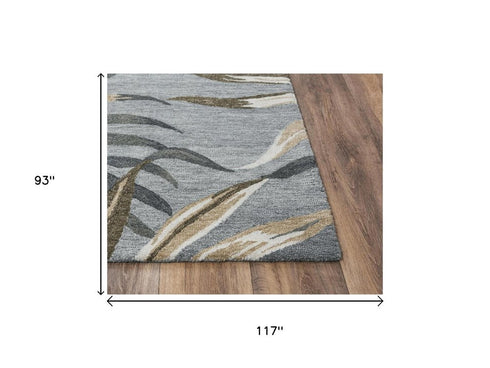 8' X 10' Gray Mauve And Ivory Floral Hand Tufted Area Rug