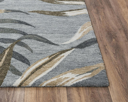 9' X 12' Gray Mauve And Ivory Floral Hand Tufted Area Rug