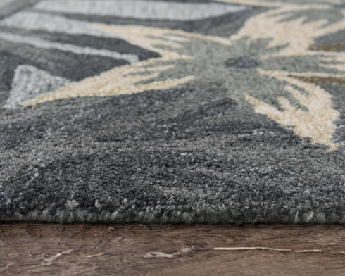 9' X 12' Gray Mauve And Ivory Floral Hand Tufted Area Rug